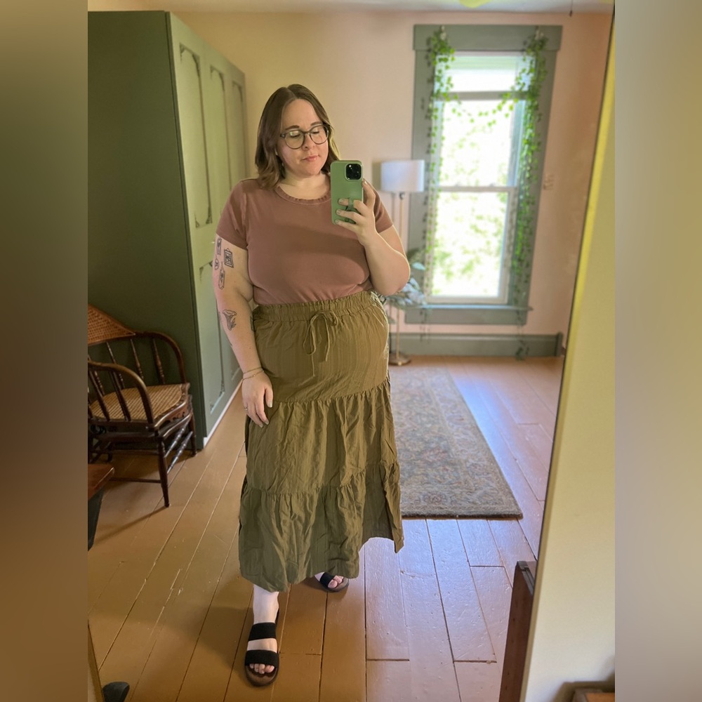 3X Cider Curve Green Skirt